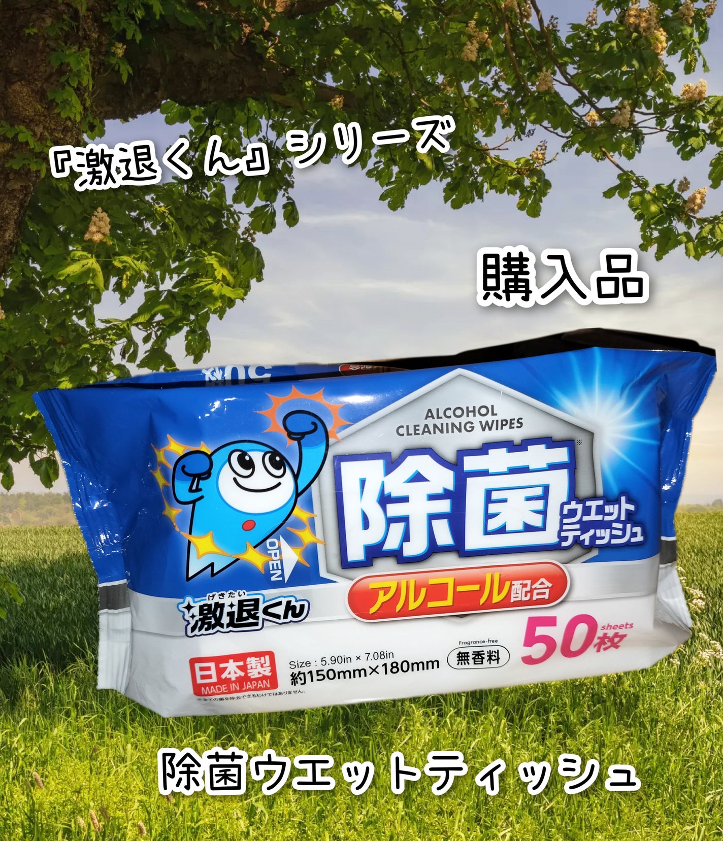 除菌ウエットティッシュ(極厚タイプ、激退くん、50枚)/DAISO/ティッシュを使ったクチコミ(1枚目)