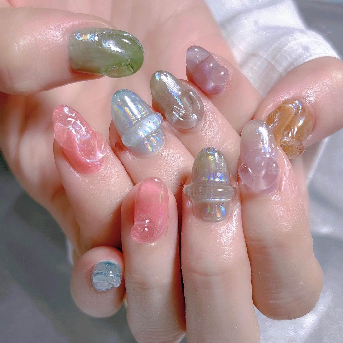 #ネイル,#涼しげネイルのネイルデザイン