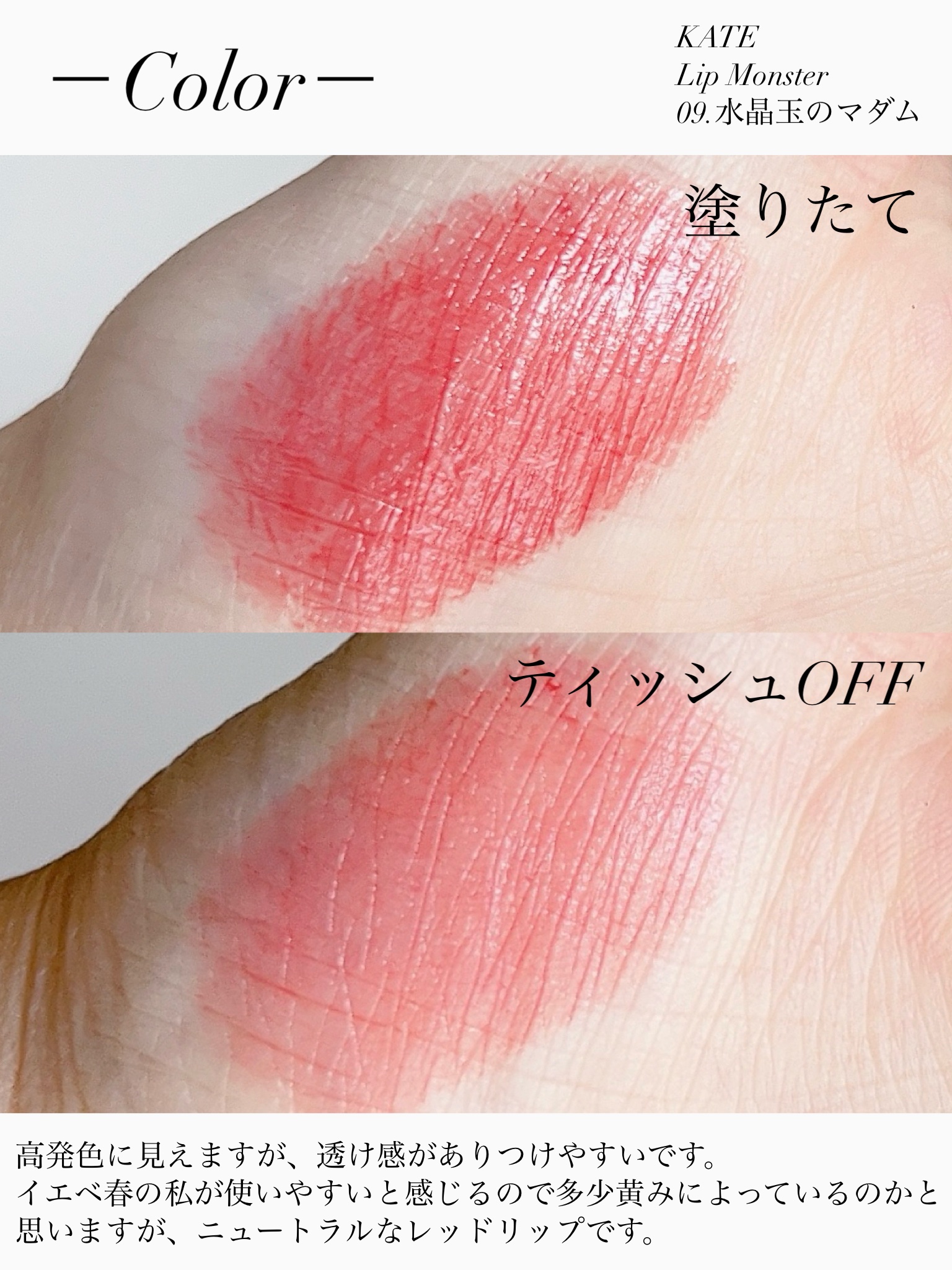 ケイト リップモンスター 09 水晶玉のマダム (web限定色)/KATE/口紅を使ったクチコミ（3枚目）