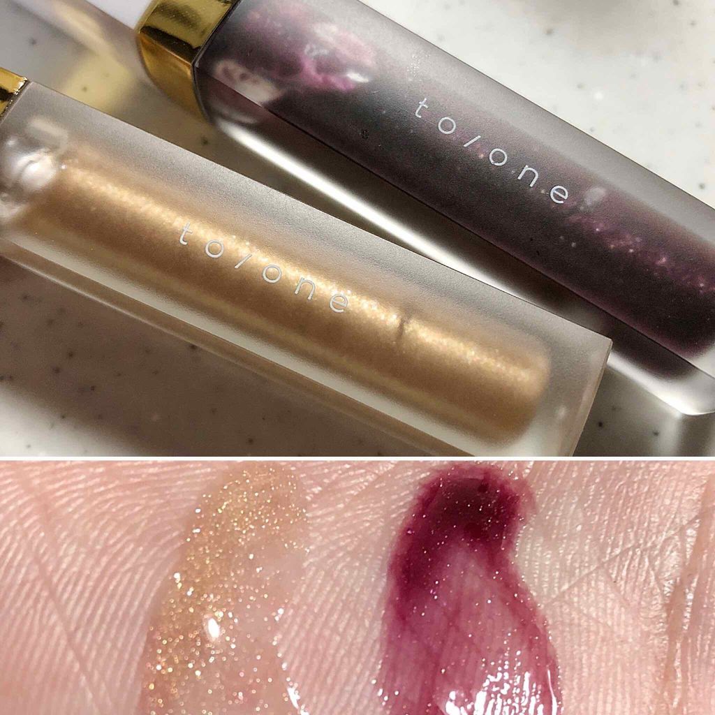 トーン ペタル エッセンス グロス/to/one/リップグロスを使ったクチコミ(2枚目)