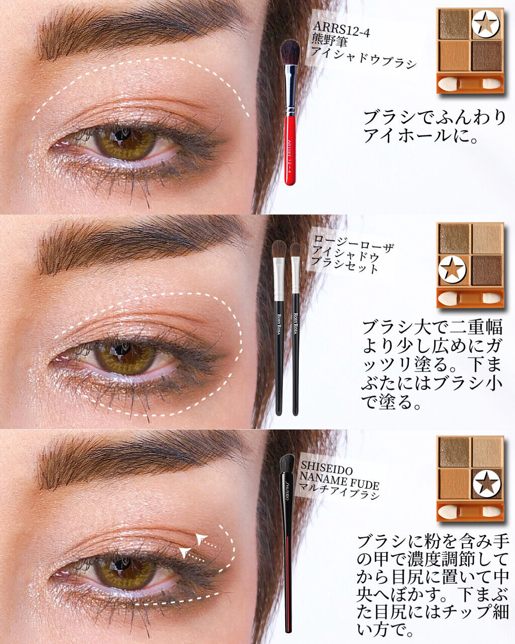 アイシャドウブラシセット/ロージーローザ/メイクブラシを使ったクチコミ（3枚目）