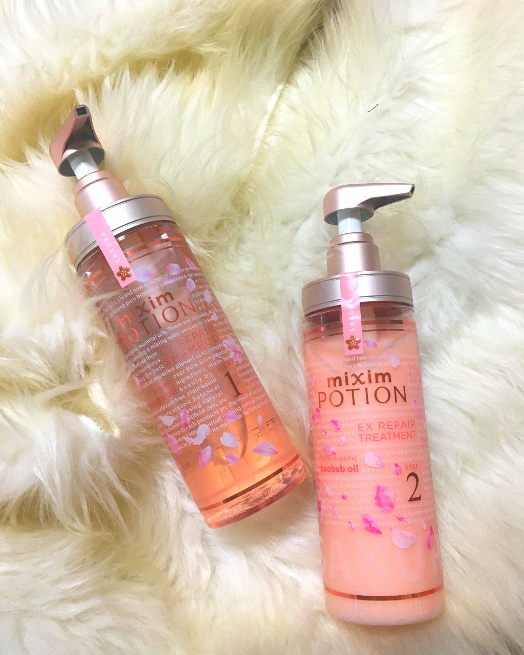 ミクシムポーション EXリペア 限定チェリーブロッサム シャンプー&ヘアトリートメントペアセット/mixim POTION/市販シャンプーを使ったクチコミ(1枚目)