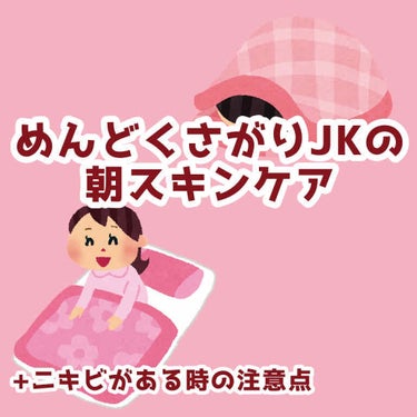 【めんどくさがり学生の朝スキンケア】

こんにちは！ちゃちゃです☺️

大きいニキビができてしまって最近萎え気味です😭
夜更かしは肌荒れするのでダメですね😢😢😢

今回は私の朝に行っているスキンケアにつ