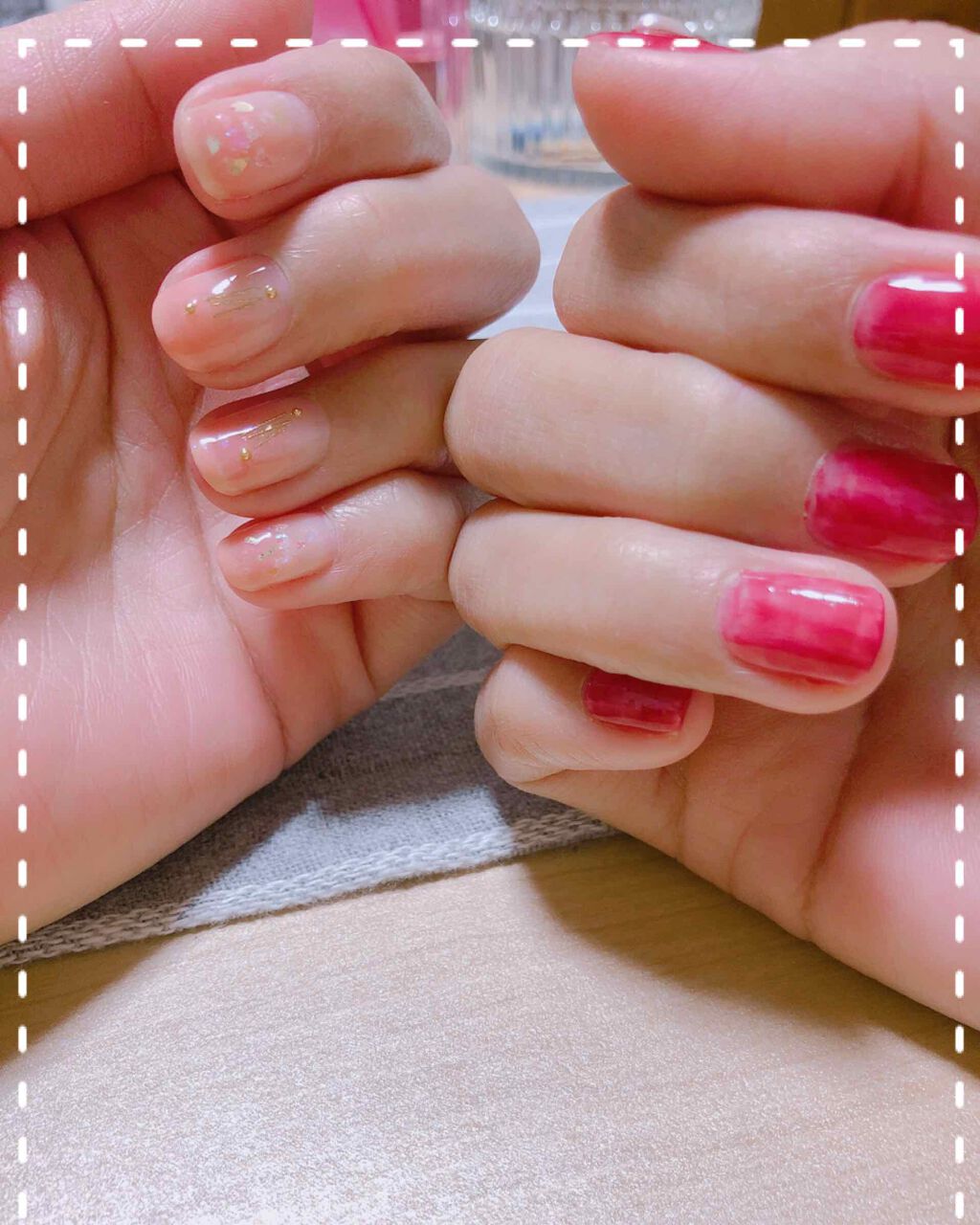 いいね♡とフォローありがとうございます☺︎

今日はセルフジェルネイルのご紹介です♬︎
セリアのジェルを購入してみました。
わたしが購入したのは
・ベース、トップ
・コーラル
・ミルキーベージュです。
コーラルは肌なじみが良くなくて、購入し