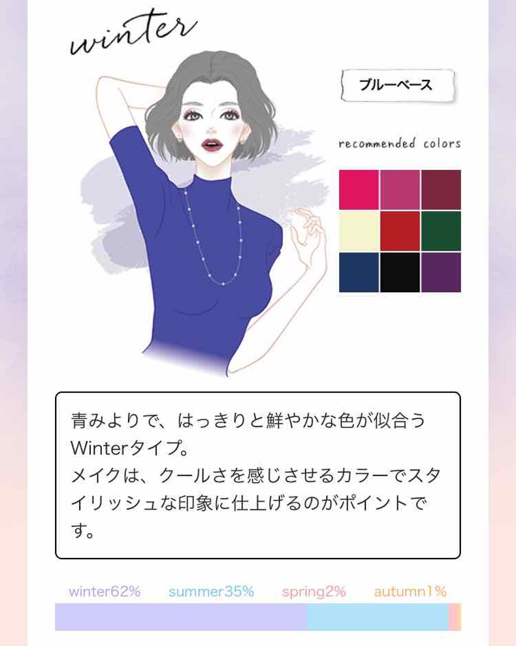 ぽめ・ぐらねいと🍷 on LIPS 「ヴィゼのパーソナルカラー診断してみました!本来はお金を出してち..」(1枚目)