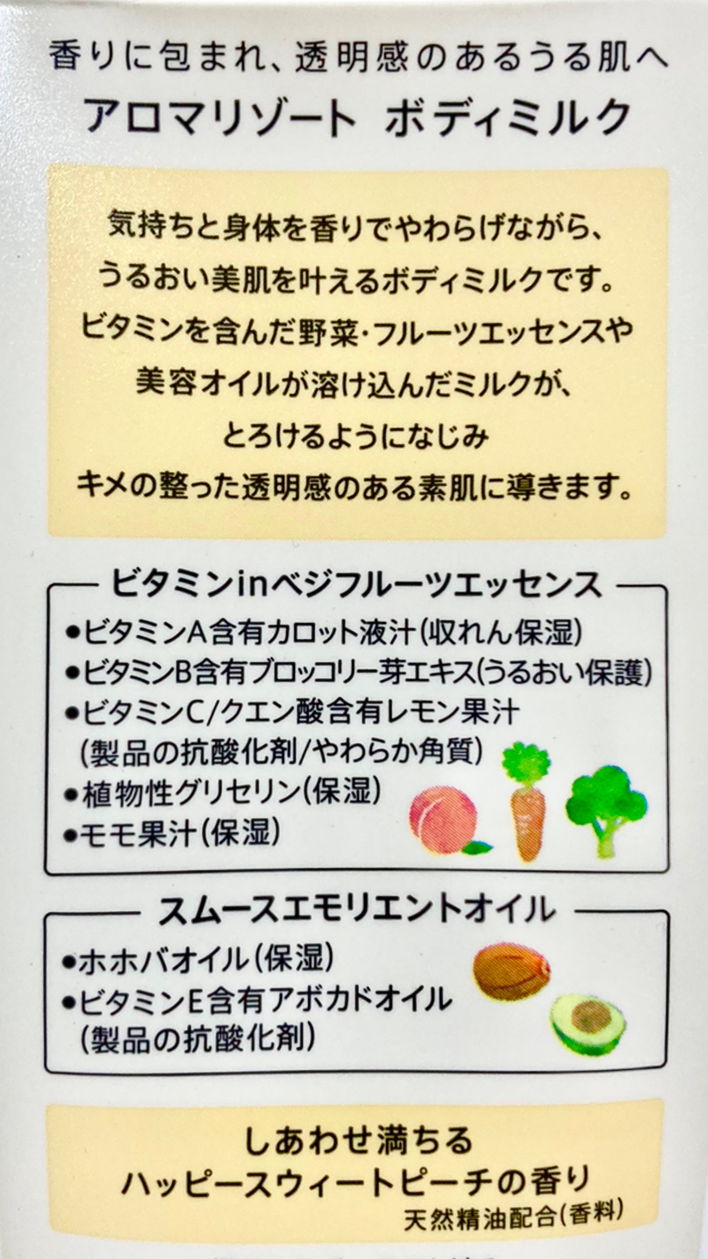 ボディミルク ハッピースウィートピーチの香り/アロマリゾート/ボディミルクを使ったクチコミ(1枚目)