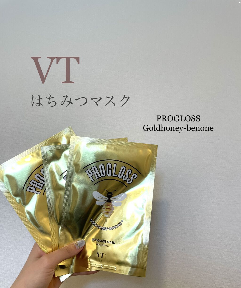VT Cosmetics プログロスマスク
価格：1枚400円弱

✼••┈┈••✼••┈┈••✼••┈┈••✼••┈┈••✼
以下個人的な感想です🧡

蜂蜜のにおいがする！！！🫠そりゃこんだけ大きな蜂の絵が書いてあれば想像はしてました