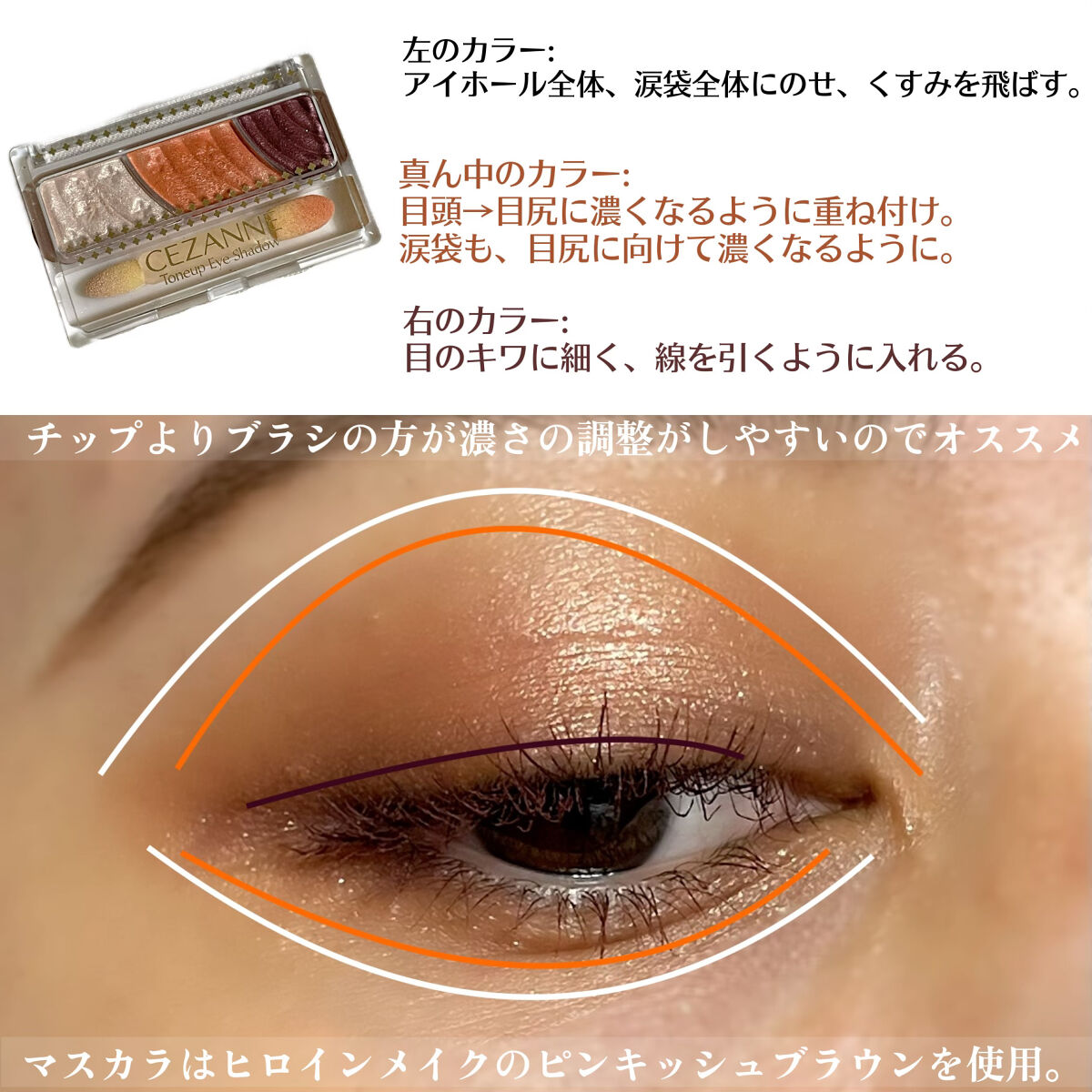 トーンアップアイシャドウ/CEZANNE/アイシャドウパレットを使ったクチコミ（3枚目）