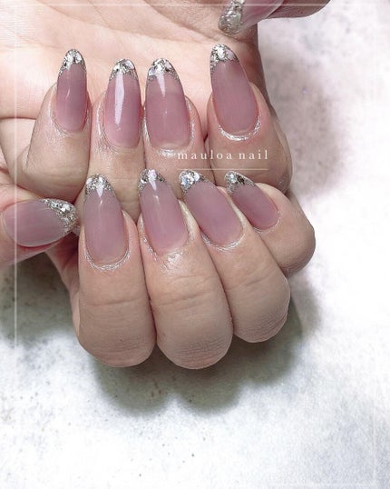 mauloa_nail on LIPS 「・くすみピンクにガラスフレンチ💛・#ネイル#ネイルデザイン..」(1枚目)
