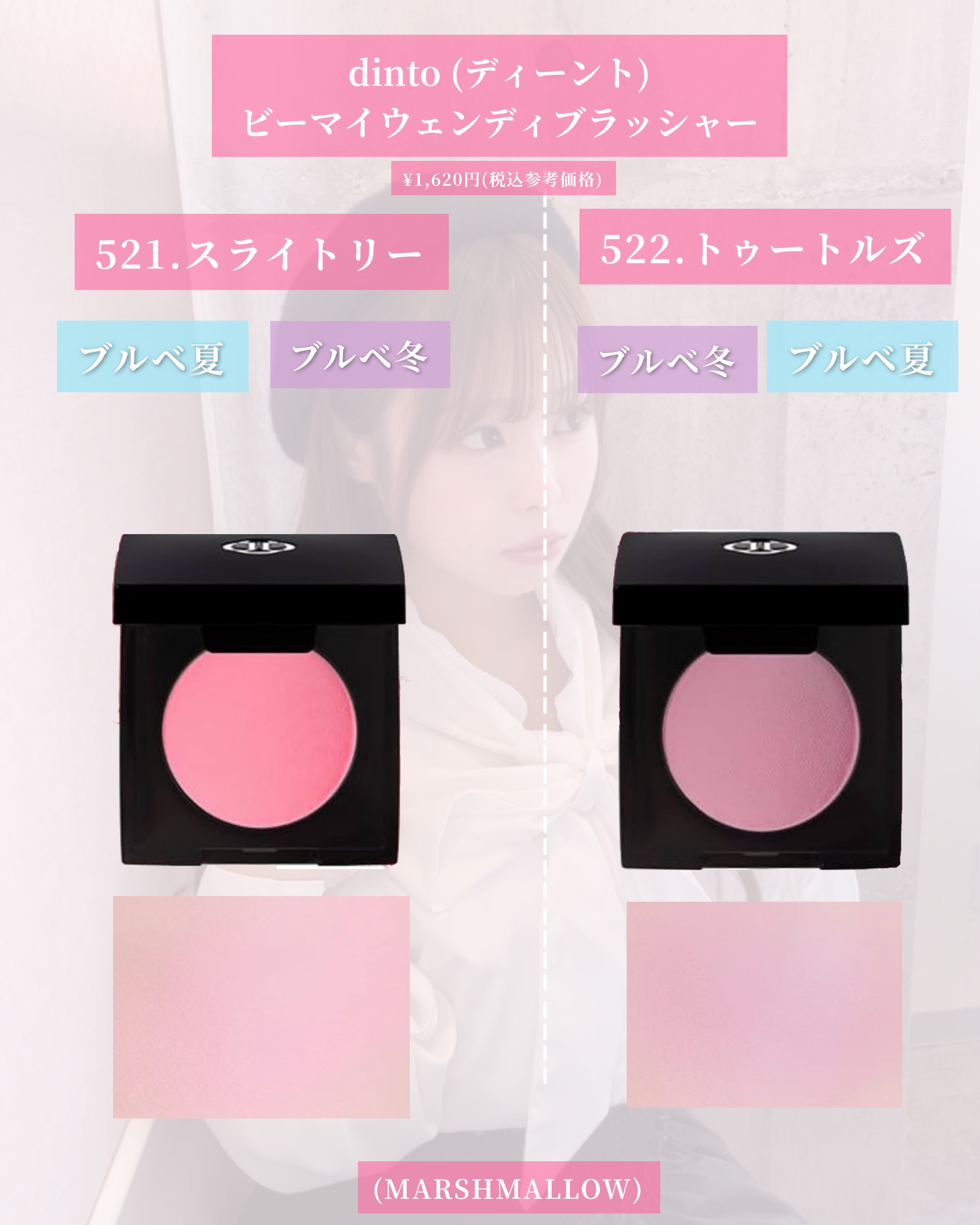 (Peter＆Wendy Collection) Be My Wendy Marshmallow Blusher 521 Slightly/Dinto/ジェル・クリームチークを使ったクチコミ（2枚目）