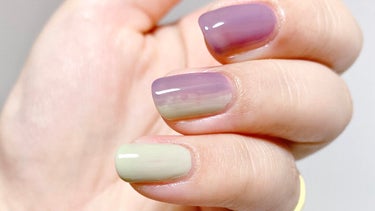 POMUM NAIL ネイルポリッシュのクチコミ「POMUM NAIL　ネイルポリッシュ

akebiaとpomeloを縦割りに塗ってみたら
よ.....」（3枚目）