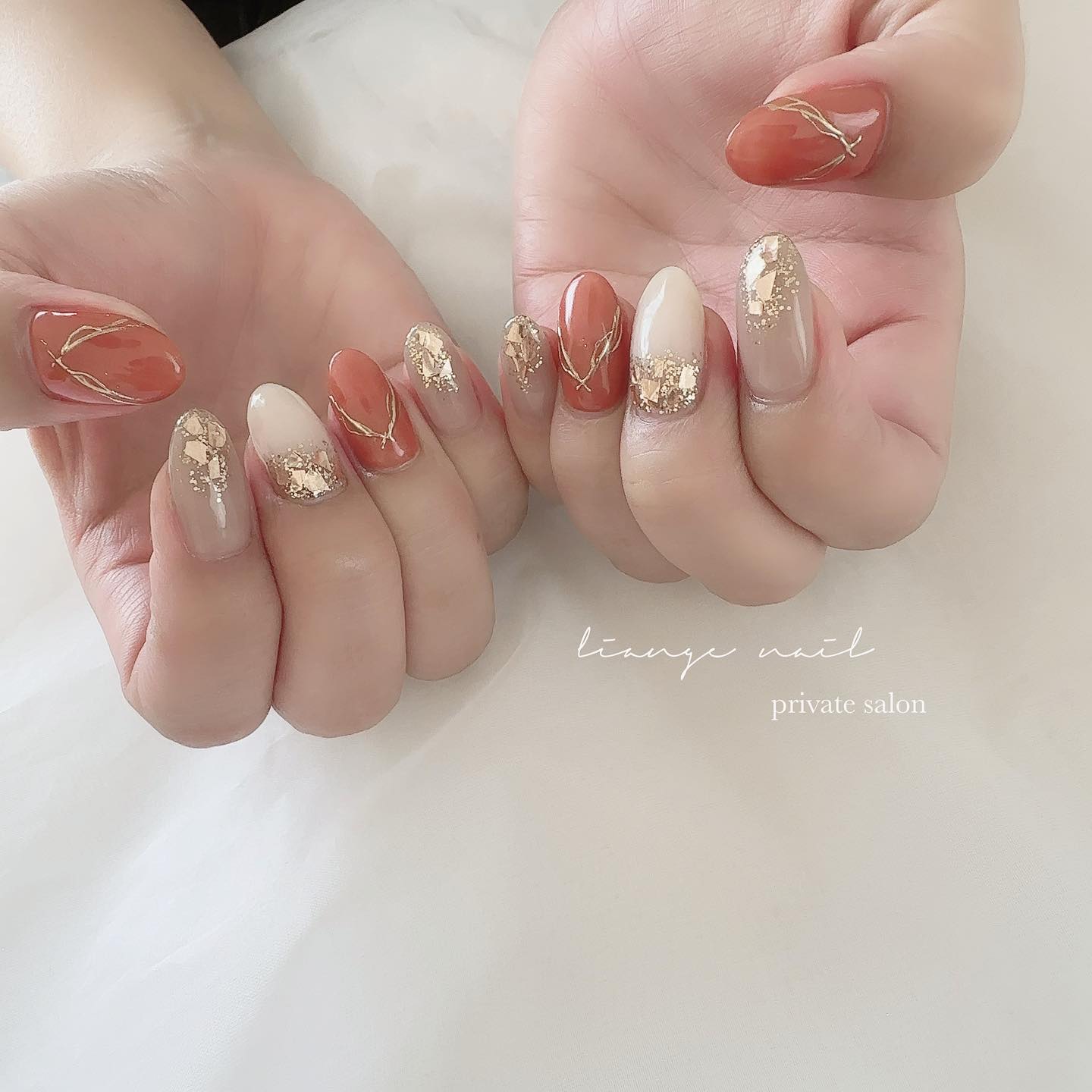 #ネイル,#大人ニュアンスネイル,#ニュアンスネイル,#ジェルネイル,#秋ネイル,#テラコッタネイルのネイルデザイン