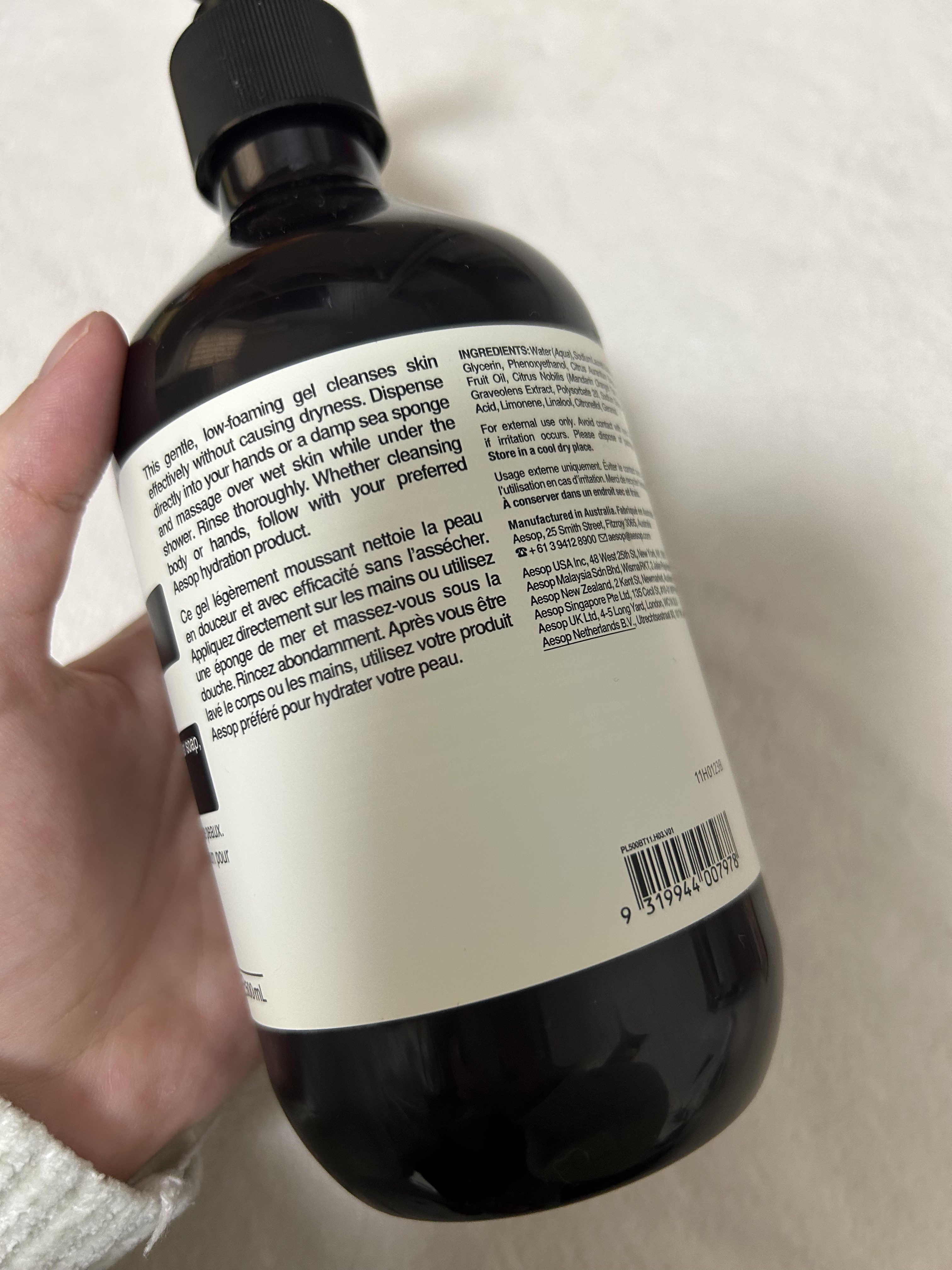 ゼラニウム ボディクレンザー 500ml/Aesop/ボディソープを使ったクチコミ（2枚目）