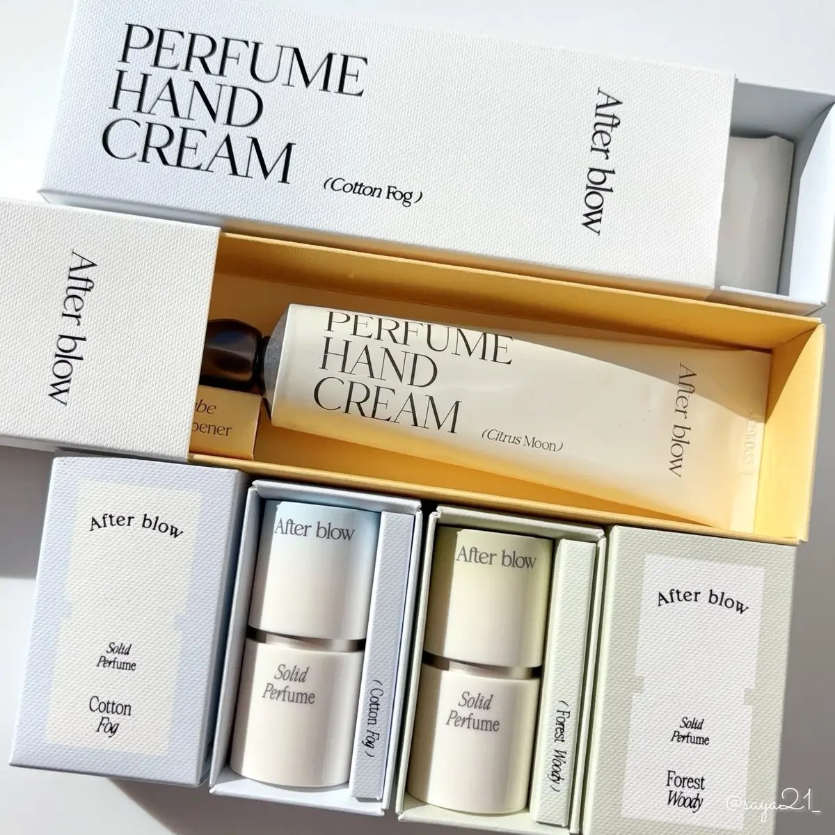 After blow ソリッドパフューム コットンフォグのクチコミ「デイジークの姉妹ブランド｢アフターブロウ｣🤍🫧

⚜️After blow
パフュームハンドク.....」（1枚目）