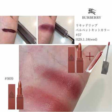 Burberry Beauty リキッド リップベルベットのクチコミ「リキッドリップベルベット 57
H29.1.18(水)発売 3,800円 全14色
散々迷.....」(2枚目)