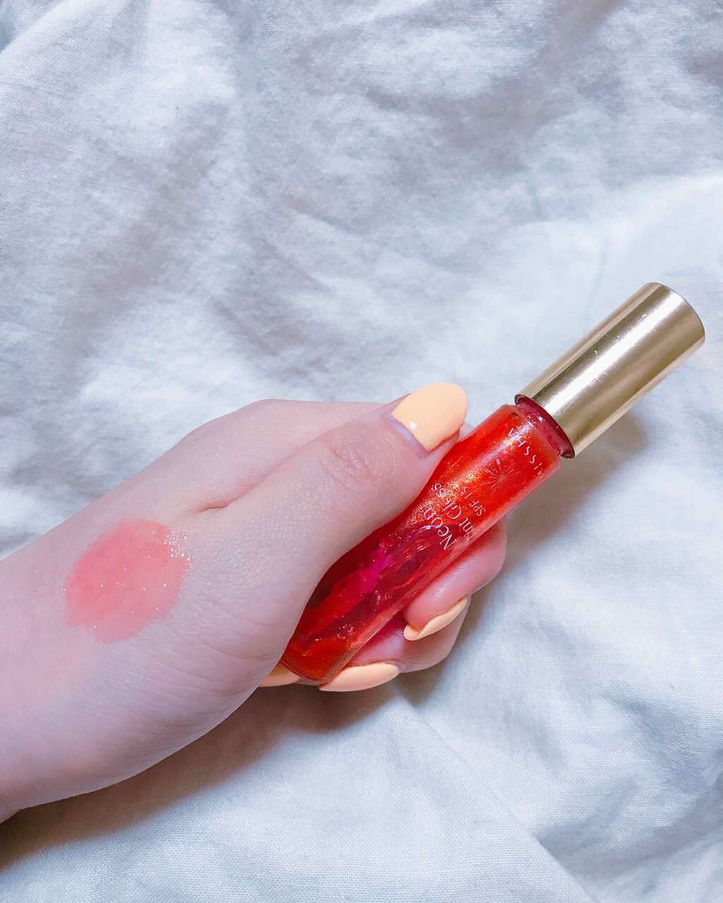 MISSHA ネオン ティント グロスのクチコミ「こちらはコーラルです☻ゴールドのザクザクなラメが可愛いティントタイプのグロスです⁂色がかわいい.....」（1枚目）