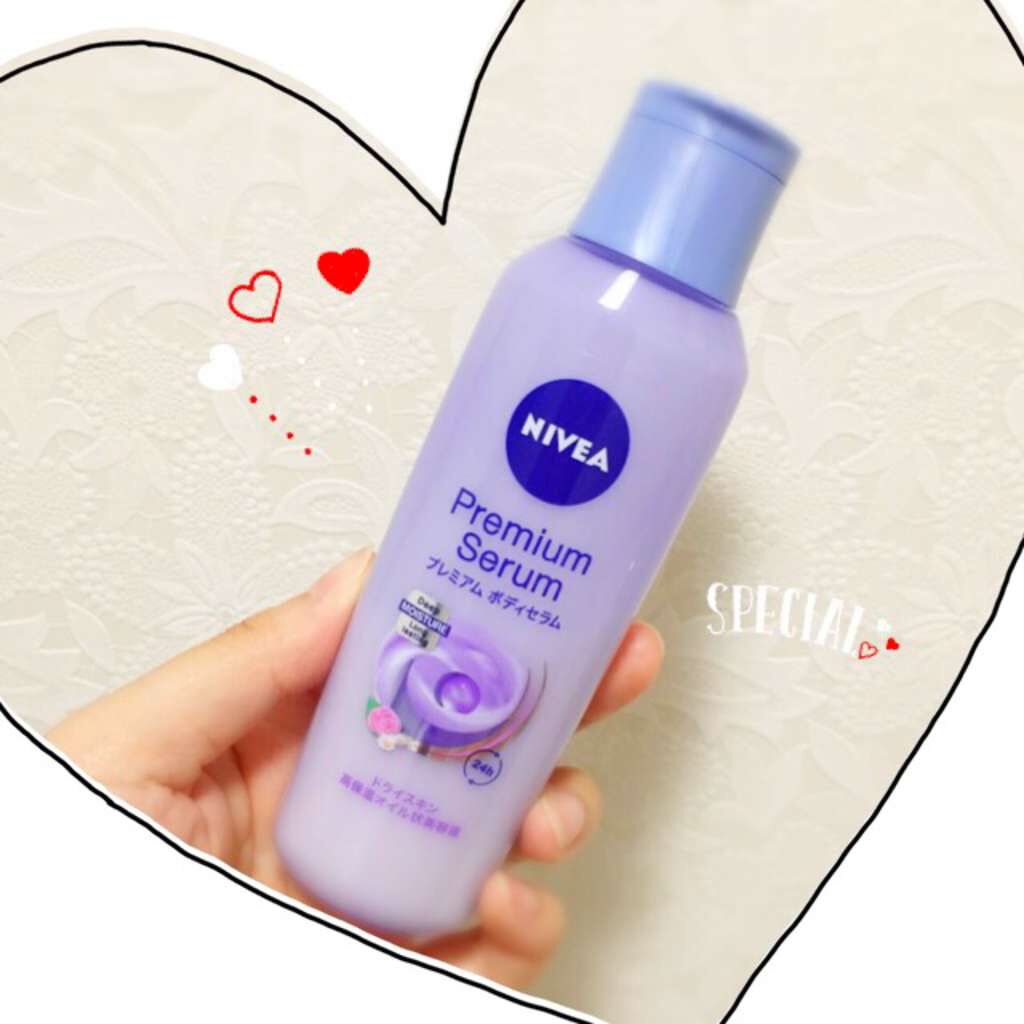 :.* ♡ mina ♡ *.: のクチコミ「ニベアプレミアムボディセラム✨
ボディ用オイル状美容液✨乳液のようなでもさらっと肌に馴染みます.....」（1枚目）
