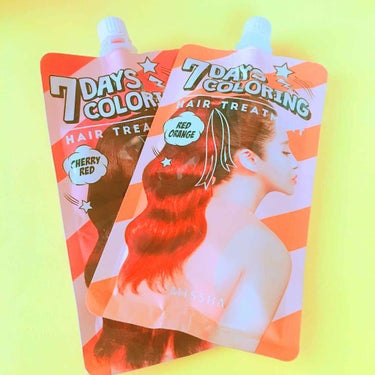 ミシャ  7DAYSCOLORING REDORANGE&CHERRORED
＊
＊
ミシャの1週間ヘアカラーです🌸

前に韓国に行った際、新発売で買ってみた物です❕

🌟良い所🌟
      髪が痛み