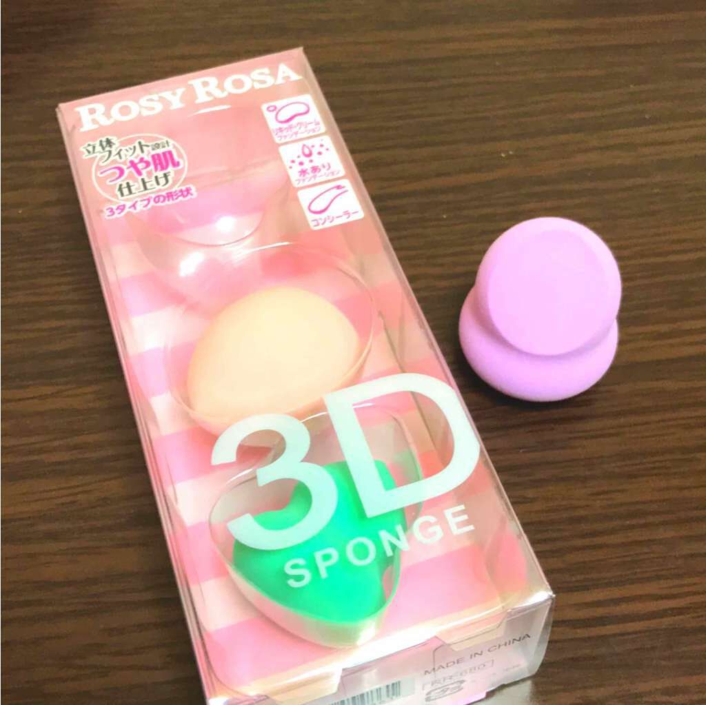 ロージーローザ アイブロウブラシ（ダブルタイプ）Mi  PKのクチコミ「ビューティブレンダーには多少劣りますが
値段の割には優秀なスポンジ٩( ᐖ )۶

小さいので.....」（1枚目）