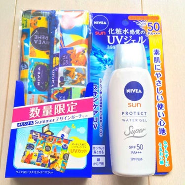 ニベア サンプロテクトウォータージェル
SPF50

おまけのレトロなポーチのかわいさに一目惚れして購入！だけどこの日焼け止め最高だった！

⭕のびがよくて塗りやすい
⭕肌にやさしく、顔にも使いやすい！