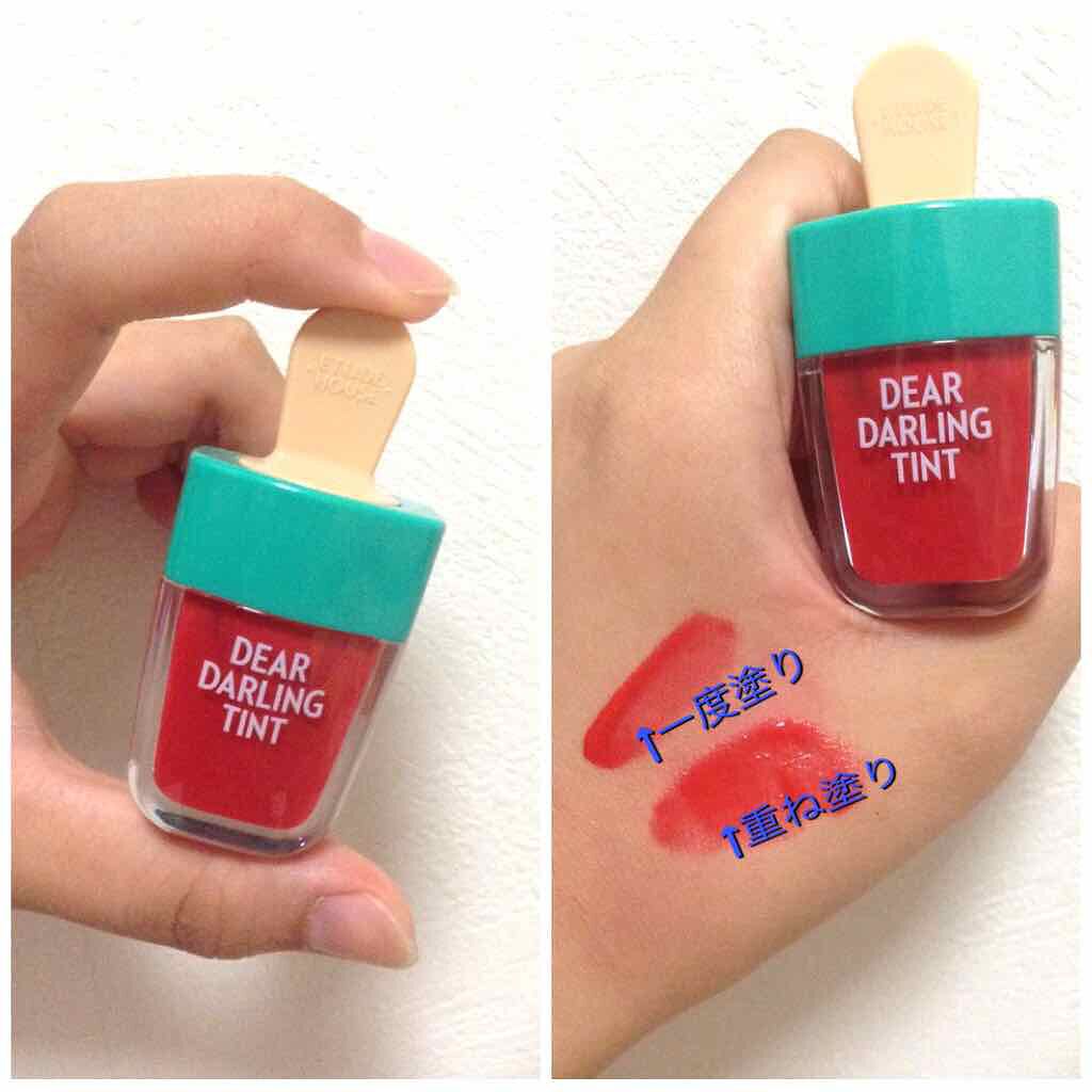 ディアダーリン ウォータージェルティント （アイスティント）/ETUDE/口紅を使ったクチコミ（2枚目）