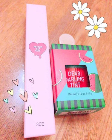 韓国コスメ✨

3CE 
TATOO LIP TINT

ETUDE HOUSE 
Dear Darling Water Gel TINT


姉の、韓国旅行のお土産で貰いました(* ॑꒳ ॑* )

