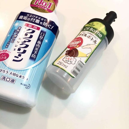 クリアクリーン クリアクリーン デンタルリンス ソフトミントのクチコミ「それと最近しっくり来た100均商品。
いつもマウスウォッシュの大きさに
イライラしてました。
.....」(2枚目)