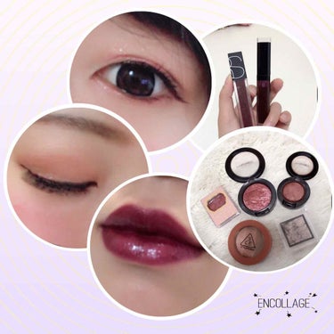 キャンメイク リップ＆チーク ジェルのクチコミ「今日のmake💄✨

今日は全体的にボルドーメイク☺🙌❤
①eyeはまず、３CＥのアイシャドウ.....」（1枚目）