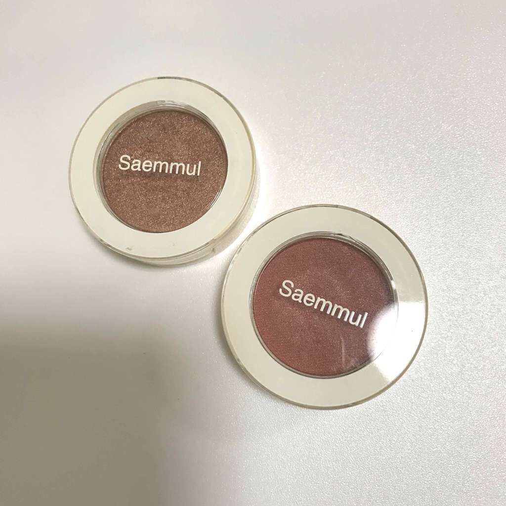 the SAEM シングルアイシャドウのクチコミ「the saem
シームルシングルシャドウ

上から 
BR06 シマー
こちらのカラーはオレ.....」（1枚目）