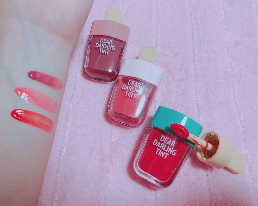 ディアダーリン ウォータージェルティント (アイスティント)/ETUDE/口紅を使ったクチコミ(3枚目)