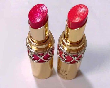 YSL ルージュヴォリュプテシャイン💄

64 エレクトリックフューシャ
65 イリディセントコーラル

手に塗ってる時のものは上が64、下が65です！

予約出来ず当日の朝にダッシュで買いに行きました