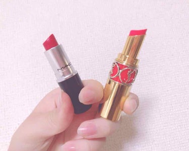 ✴︎MAC リップスティック
   カラー>>コックニー💄

   マット+ラメが可愛すぎ❤︎
   発色良し、落ちない、赤！！！笑

✴︎YSL ルージュヴォリュプテシャイン
   NO.46

  