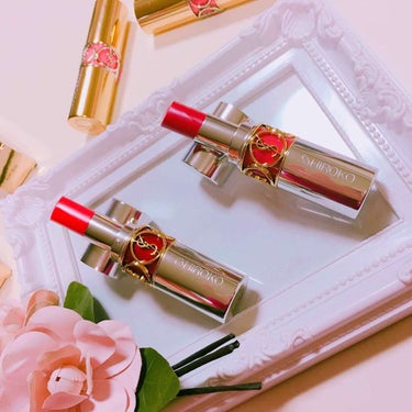 YSLのヴォリュプテ ティントインバーム💄

私はＮｏ.４とＮｏ.１２を購入💓

ネームと❤️💋マークを入れてもらいました😊

発色はそんなに無く 色持ちもそんなに良くは無いんですが😅

パッケージが可