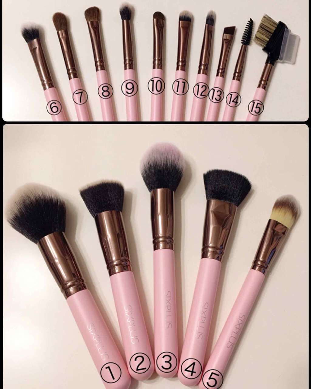 ピンク色 メイクブラシ15本セット/SIXPLUS/メイクブラシを使ったクチコミ(2枚目)