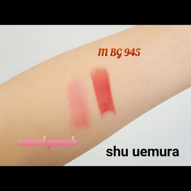 ルージュ アンリミテッド シアーシャイン セイブド ピーチ/shu uemura/口紅を使ったクチコミ（3枚目）