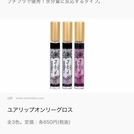 ユアリップオンリーグロス/キャンメイク/リップグロスを使ったクチコミ(1枚目)