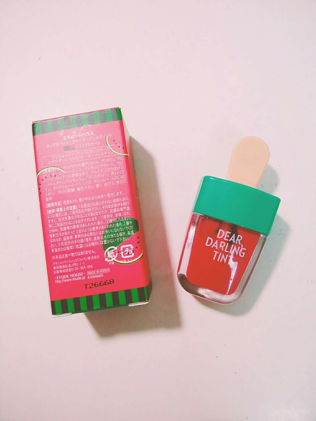 ディアダーリン ウォータージェルティント (アイスティント)/ETUDE/口紅を使ったクチコミ(2枚目)