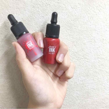 ＊peripera ＊
・インクベルベット
       05 inktude rose
・エアリーインクベルベット
       03 sold out red
どちらも赤ですが、5番の方はちょっと暗