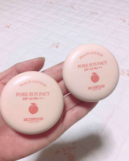 SKINFOOD ピーチコットン ポア サンパクトのクチコミ「スキンフード
ピーチコットン
PORE SUN PACT
No1 クリアー
No2ピンク
SP.....」(1枚目)