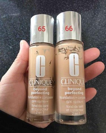 CLINIQUE ビヨンド パーフェクティング ファンデーション 19のクチコミ「発売してすぐ買いました。

65 ニュートラル
66トゥルーベージュ

カバー力があるのに軽い.....」（1枚目）