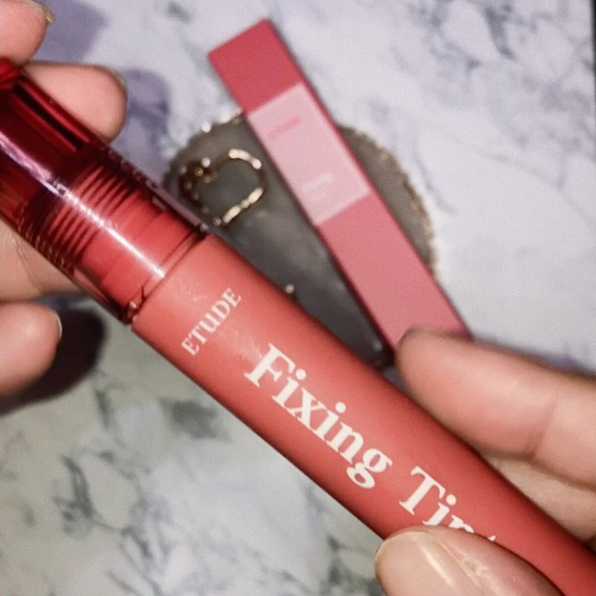 フィクシングティント メランジローズ（新パッケージ）/ETUDE/リップティントを使ったクチコミ（2枚目）