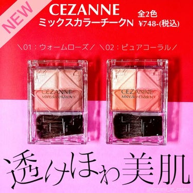 ミックスカラーチークN 01ウォームローズ/CEZANNE/パウダーチークを使ったクチコミ（2枚目）