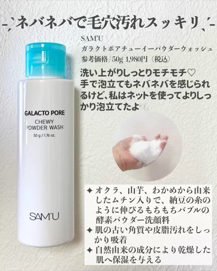 ガラクトポアチューイーパウダーウォッシュ/SAM'U/洗顔パウダーを使ったクチコミ(2枚目)