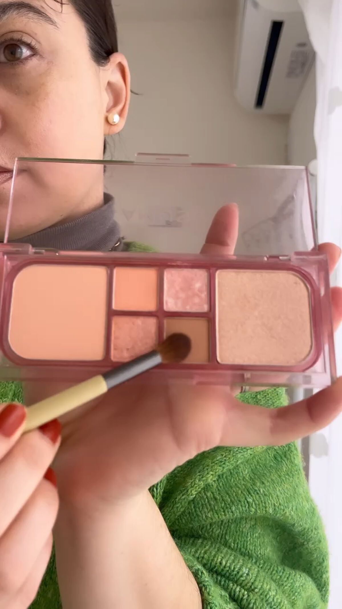 ヴィーガンフェイスオールパレット 02ピーチグロウ/AMUSE/アイシャドウパレットを使ったクチコミ（1枚目）