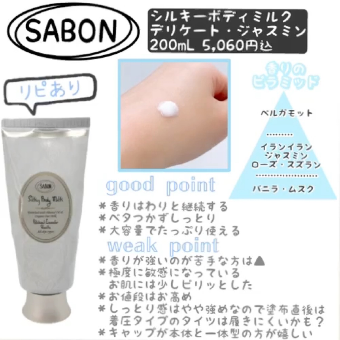 シルキーボディミルク/SABON/ボディミルクの動画クチコミ4つ目