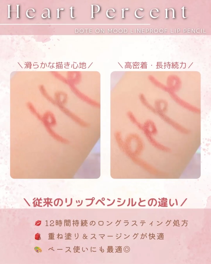 ライン プルーフ リップペンシル/Heart Percent/リップライナーの動画クチコミ4つ目