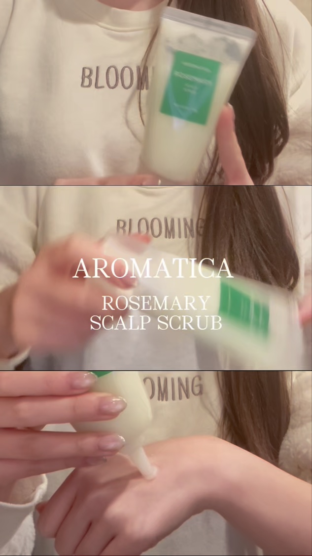 AROMATICA
@aromatica.jp

美容家に話題の頭皮ケアスクラブ
清涼感と香りで疲れをほぐし、血行促進皮を引き締め、たるみにもアプローチするスカルプケア✨
ローズマリースカルプスクラブ🤍
　
頭皮の古い角質を除去✨
頭皮の