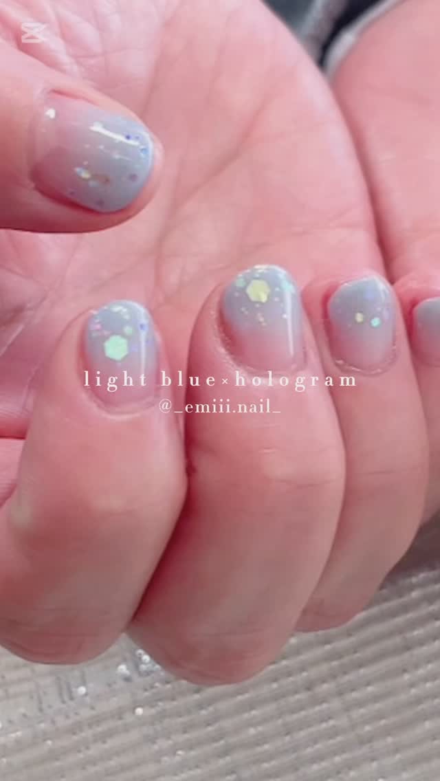 #成城ネイル,#大人上品ネイル,#大人可愛いネイル,#グラデーションネイル,#春ネイル,#水色ネイル,#ショートネイルのネイルデザイン