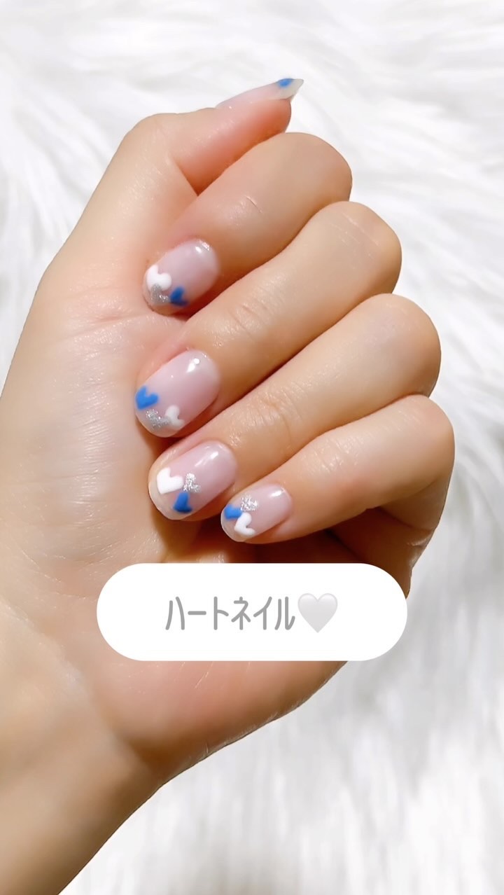 #バレンタインネイル,#ハートネイル,#春ネイル,#セルフネイル,#セリアジェルネイル,#ディズニーネイルのネイルデザイン