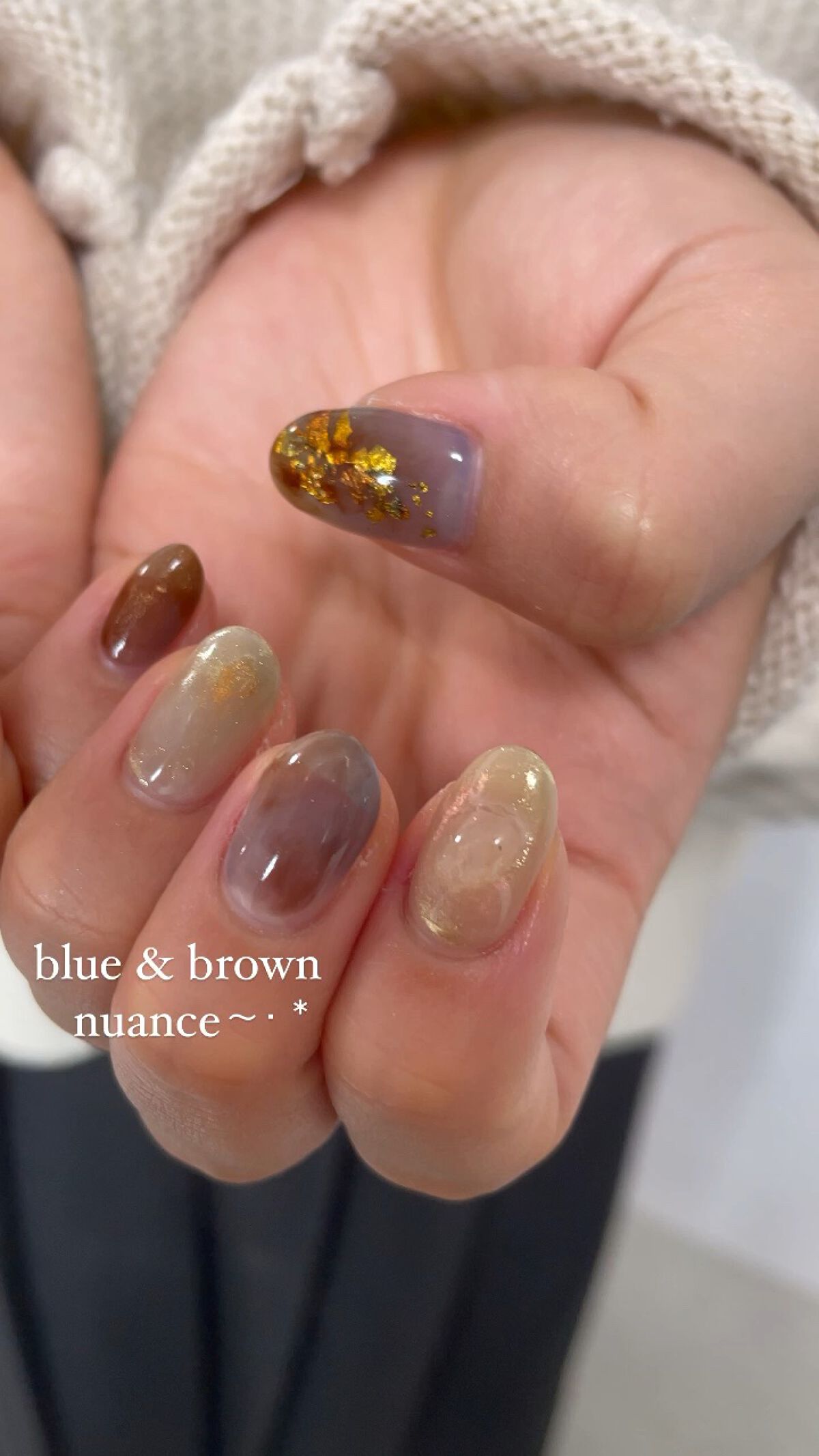 #ジェルネイル,#セルフネイル,#ニュアンスネイル,#金箔ネイル,#ブルーネイル,#キラキラネイル,#newネイルのネイルデザイン
